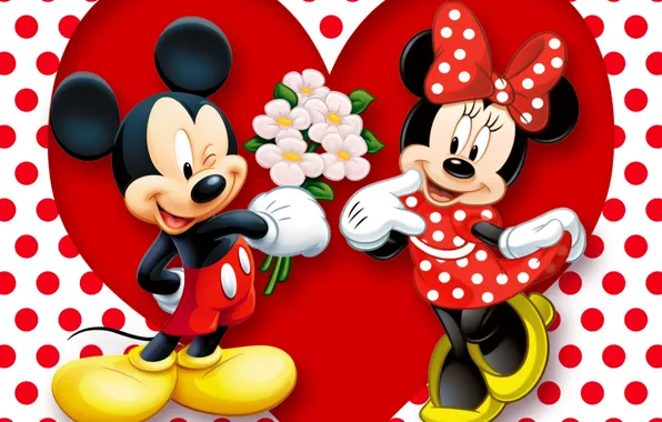 Picture red, love, heart, cartoon, disney, romance, polka dots, minnie