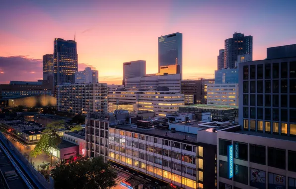 Lights, home, the evening, glow, Netherlands, Rotterdam
