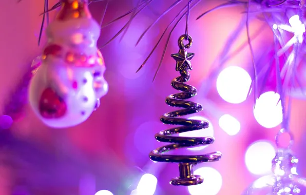 Light, lights, star, blur, spiral, Christmas, New year, snowman