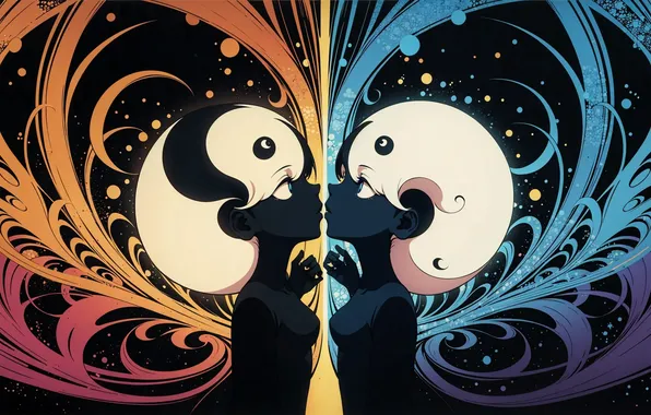 Anime, art, Gemini, abstractia