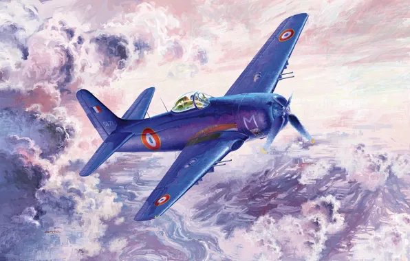 War, art, painting, aviation, ww2, Theory F8F Bearcat