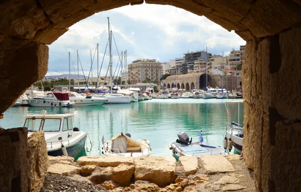 Yachts, boats, Greece, harbour, harbour, Greece, Heraklion, Heraklion