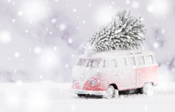 Winter, frost, road, machine, snow, toy, toys, Christmas