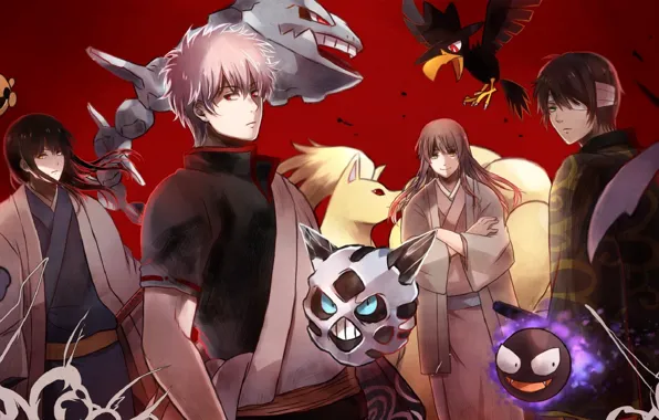 Anime, art, guys, Gintama