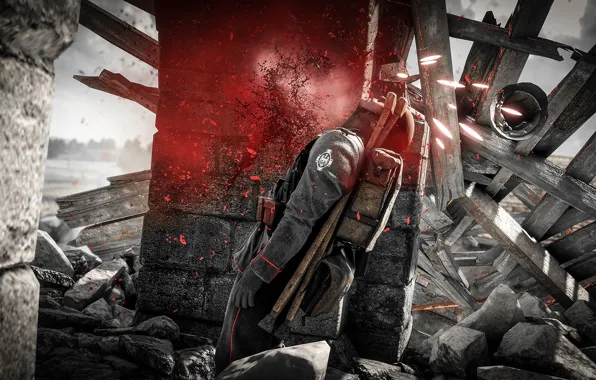 Blood, Battlefield, uniform, seifuku, Battlefield 1, shot gun, sodier