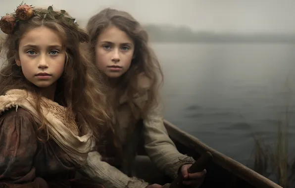 Lake, boat, girls