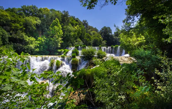 Forest, trees, waterfalls, cascade, Croatia, Croatia, Krka National Park, Krka national Park