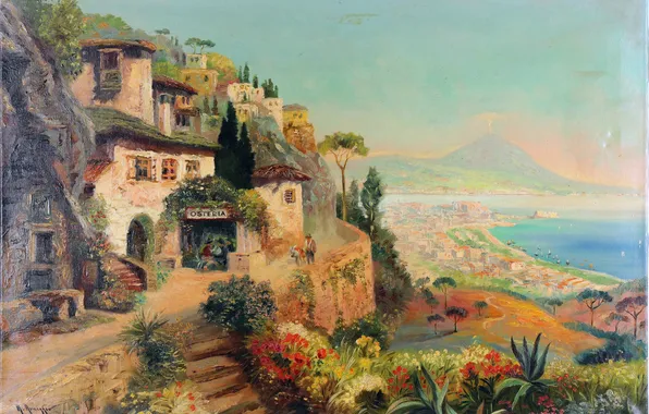 Flowers, Home, Mountains, Trees, Picture, Coast, Alois Arnegger, Alois Arnegger