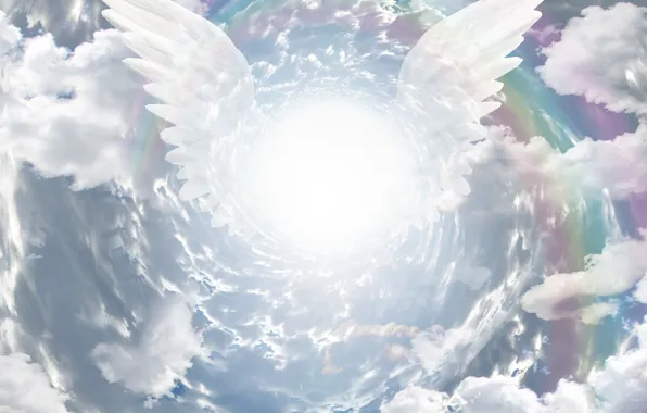 The sky, clouds, wings, angel