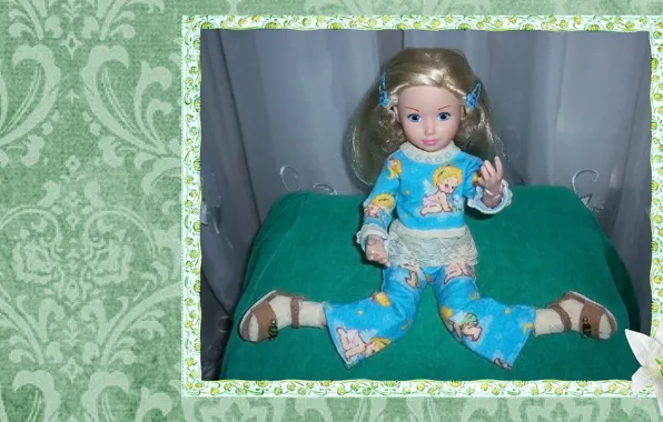 Green, toy, doll, pajamas