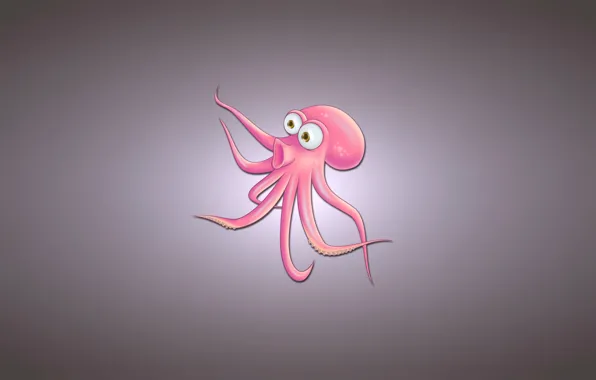 Picture look, pink, minimalism, octopus, light background, octopus