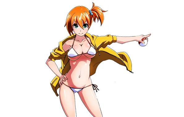 Girl, sexy, Misty, cleavage, boobs, anime, beautiful, short hair