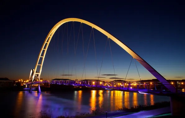 Night, bridge, the city, lights, river, England, England, Stockton