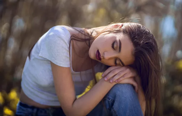 Picture girl, stay, portrait, jeans, sponge, DAVID MAS, Paula Riba