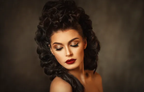Girl, portrait, makeup, hairstyle, make-up
