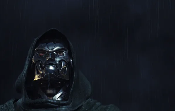 Wallpaper look, rain, hood, Fantastic Four, iron mask, Doctor Doom ...