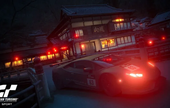 Picture sport car, night japan, real driving simulator, gran turismo sport