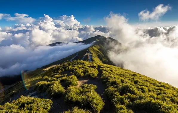 Picture sky, cloud, mountain, path