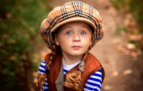 Girl, braids, cap, facial expressions, Peter Rooney, Vasilina