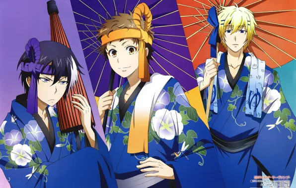 Anime, art, umbrellas, guys, Servamp, Servant vampire