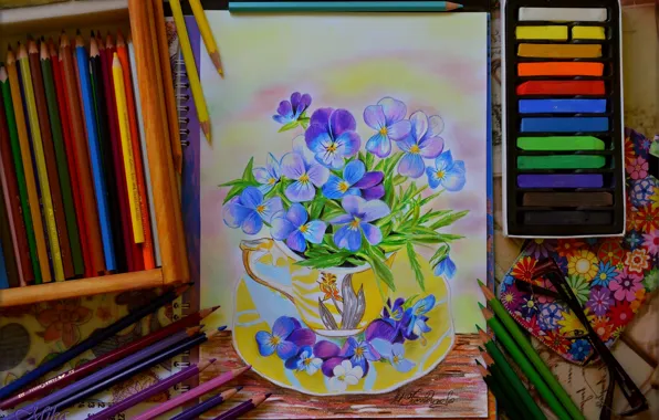 Pencils, Flowers, Art, Colors, Pencils