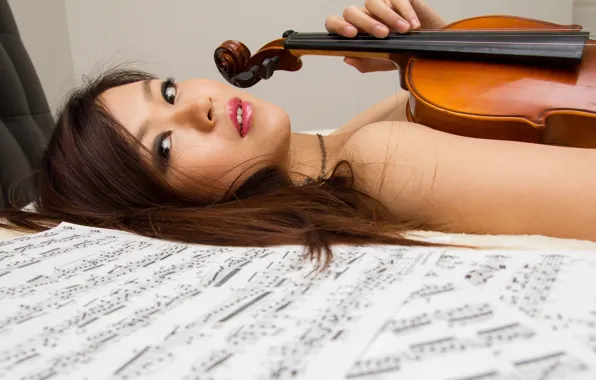 Picture girl, music, violin