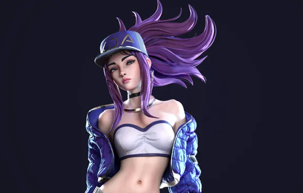 Look, girl, background, cap, Akali, League Of Legends, Cap