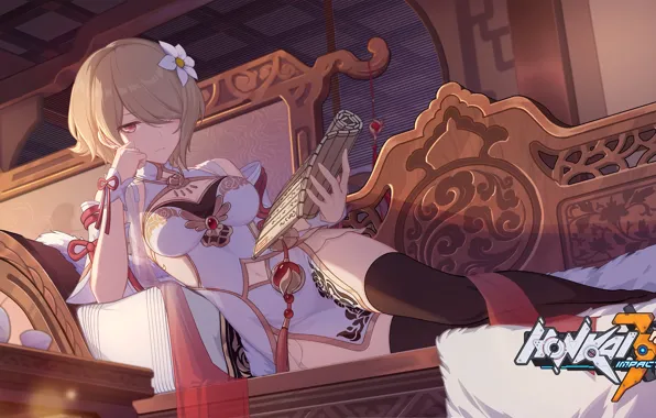 Girl, lies, sofa, Honkai Impact 3rd, Rita Rossweisse