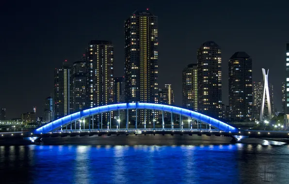 Night, the city, skyscrapers, Japan, backlight, Tokyo, Tokyo, Japan