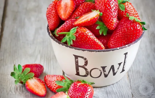 Summer, white, dessert, strawberries, bowl