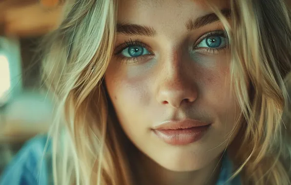 Picture look, girl, face, portrait, cute, AI art, neural network