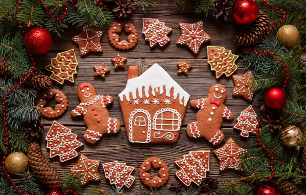 Picture New Year, cookies, Christmas, Christmas, cakes, sweet, Xmas, glaze