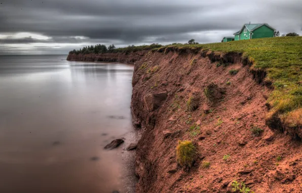 Sea, house, shore