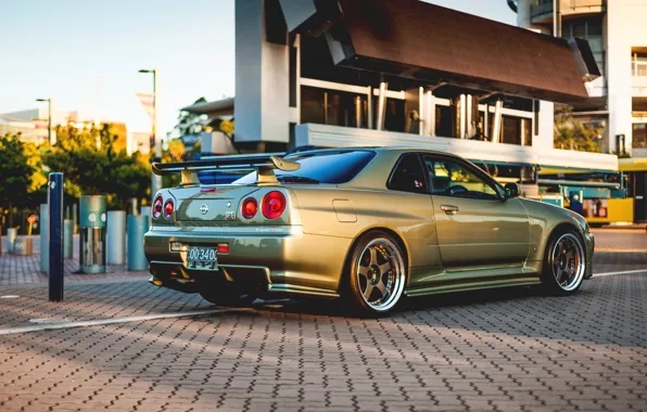 Picture Nissan, GT-R, gold, skyline, R34