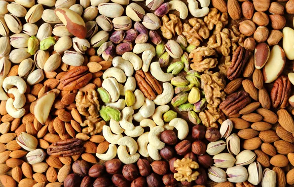 Nuts, pistachios, walnut, pecan, cashews