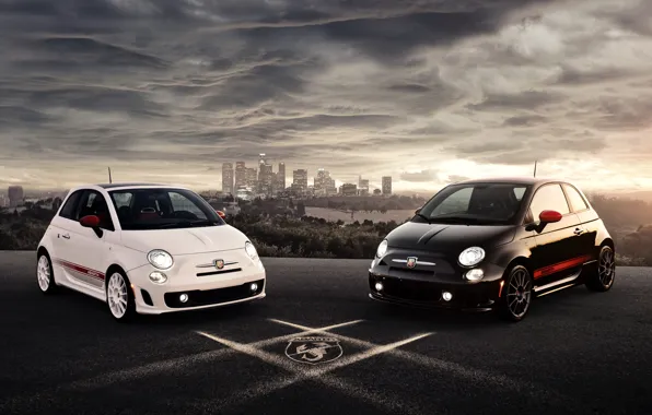 White, black, car, 2012, Abarth
