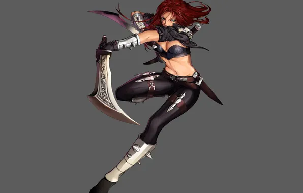 Girl, weapons, the game, art, League of Legends, Katarina, LoL