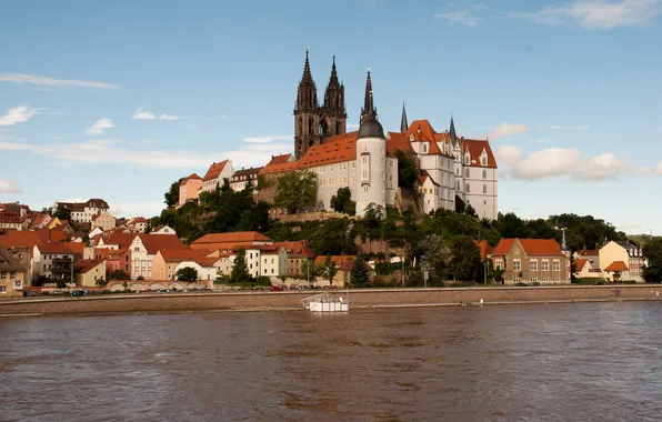 Picture the city, river, castle, coast, Germany, Albrechtsburg castle