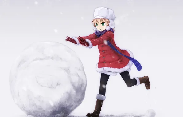 Picture winter, snow, mood, the game, anime, girl