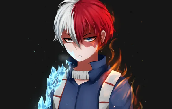 Flame, ice, Boku No Hero Academy, Todoroki Shoto, My Hero Academy