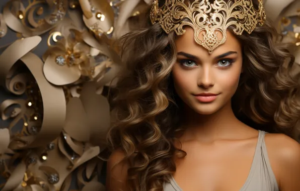 Girl, Christmas, New year, decoration, Diadema, AI art, neural network