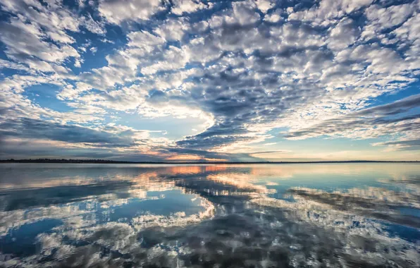 Reflection, morning, morning, Texas, reflection, clouds in the mirror, clouds in the mirror, Grapevine lake