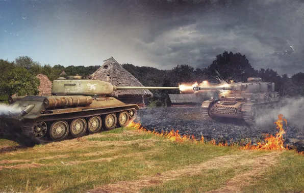 Picture fire, Germany, tank, USSR, USSR, A IV, tanks, Germany