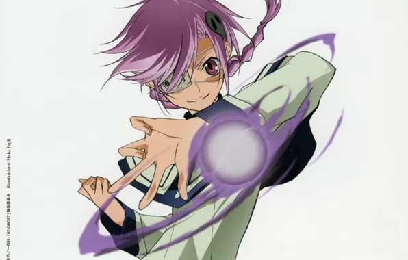 Magic, hands, vortex, headband, grey background, pigtail, bangs, 07-Ghost