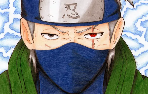 Naruto, art, sharingan, Kakashi Hatake