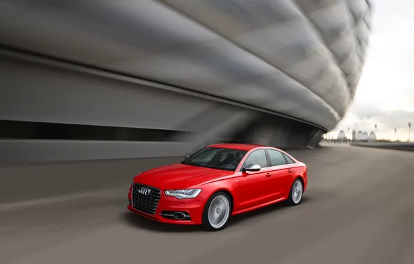 Audi, Red, Auto, Audi, Sedan, The front, In Motion