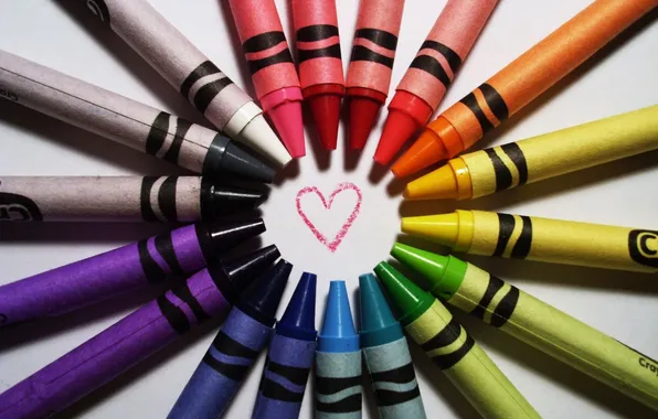 Love, heart, figure, positive, pencils, heart, colorful