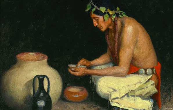 Containers, Eanger Irving Couse, The Pottery Decorator, Indian cooks