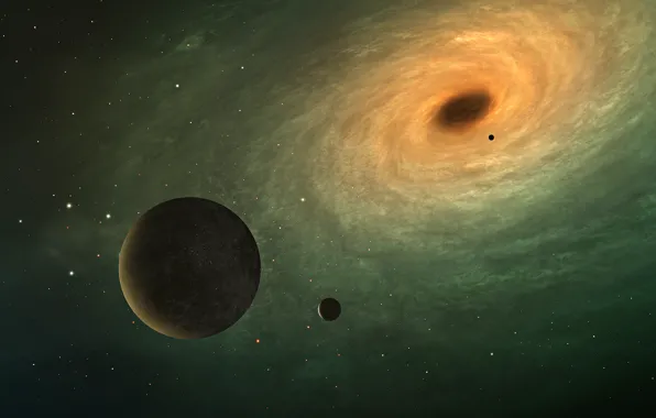 The sky, nebula, planet, satellite, galaxy