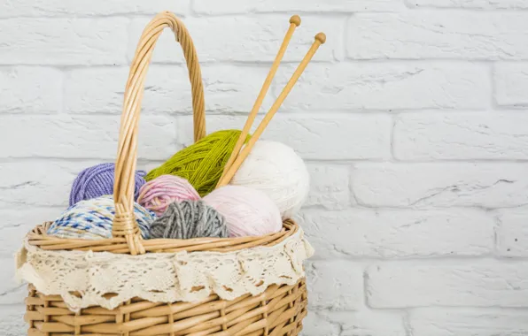 Thread, spokes, basket, lace, balls, yarn